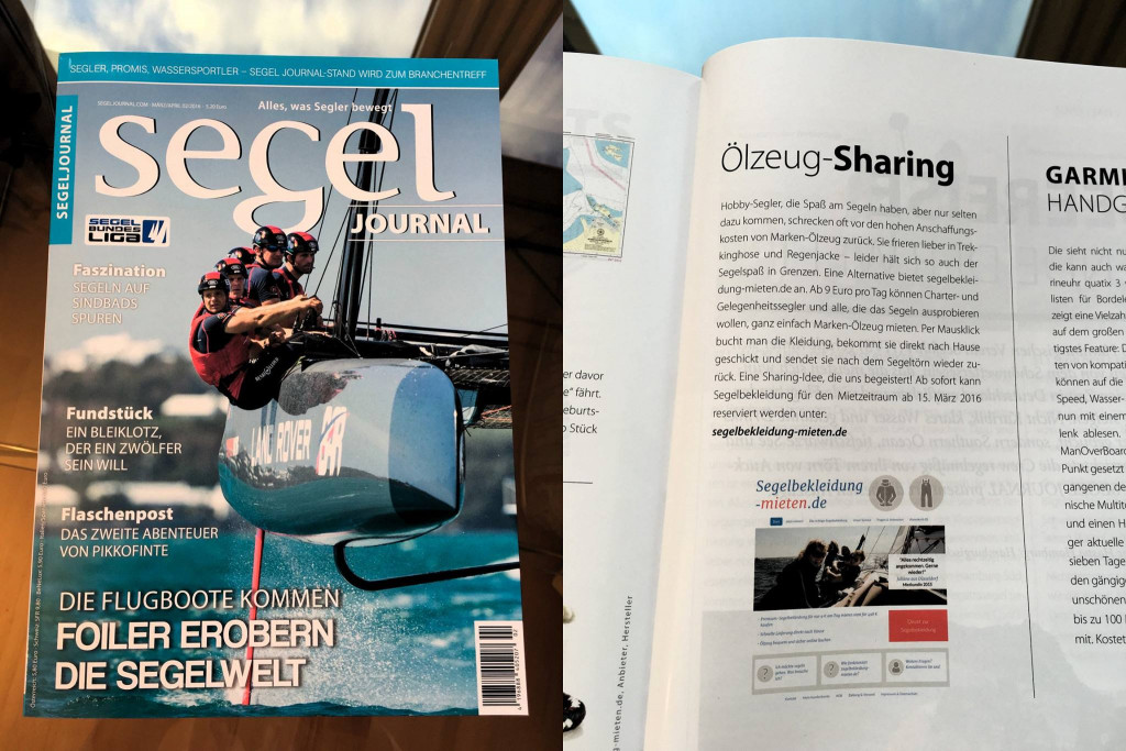Magazin Segel Journal mit einem Artikel über Segelbekleidung-mieten.de